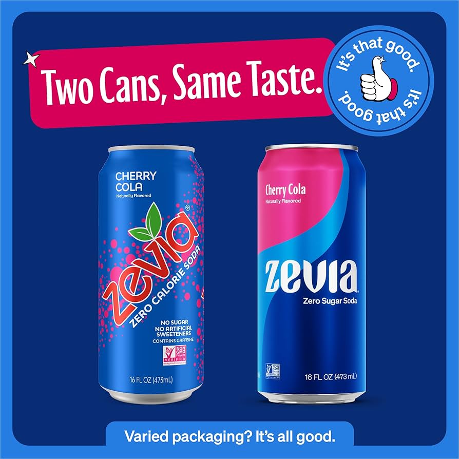 Amazon.com: Zevia Zero Sugar Soda, Cherry Cola, 16 oz Cans